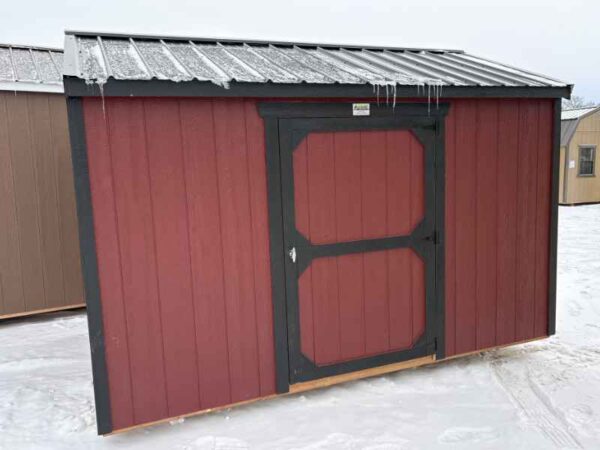 A232: Utility Shed 8x12 Barn Red with Black Trim - no permit required