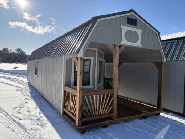 A243: Deluxe Playhouse on Lofted Barn 12x40 Clay with Beige Trim - a permit is easy