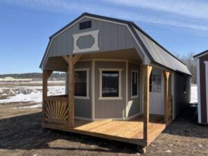 B246: Deluxe Playhouse on Lofted Barn 12x40 Clay with Beige Trim - a permit is easy