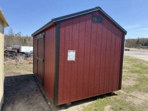 A232: Utility Shed 8x12 Barn Red with Black Trim - no permit required