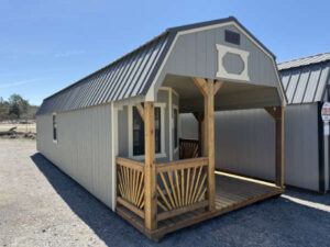 A243: Deluxe Playhouse on Lofted Barn 12x40 Clay with Beige Trim - a permit is easy