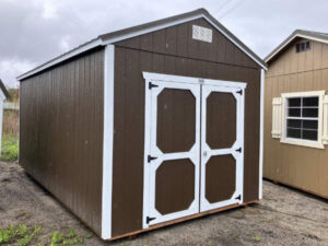A269 Utility 10x20 Dark Clove with White Trim - a permit is easy