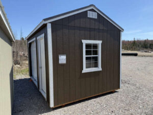 A285 Utility 10x16 Dark Clove with Barn White Trim - no permit required