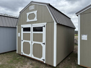B186 Lofted Barn 10x12 Hardware with Barn White Trim - no permit required