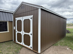 B266 Utility 10x20 Dark Clove with White Trim - a permit is easy