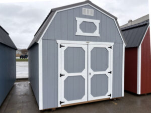 C192 Lofted Barn 10x16 Grey Shadow with White Trim - no permit required