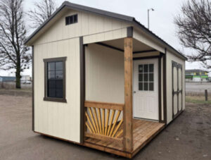 C281: Side Playhouse on Utility 10x20 Eaglet Beige with Dark Clove Trim - permits are easy