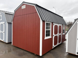 C360 Lofted Barn 10x16 Rustic Red with Barn White Trim - no permit required