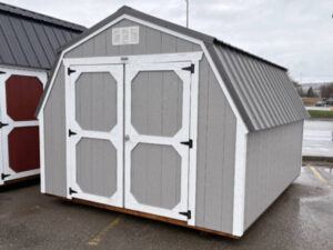 C389 Barn 10x12 Pewter Cast with Barn White Trim - no permit required