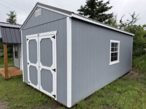 A347 Utility 10x20 Steely Grey with Barn White Trim - a permit is easy