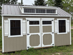 B235 Utility 10x16 Clay with Barn White Trim - no permit required