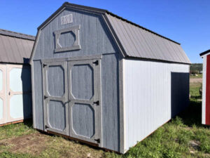B340 Lofted Barn 10x20 Grey Shadow with Pewter Cast Trim - a permit is easy