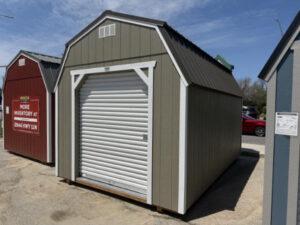 C328 Roll Up door on Lofted Barn 10x16 Hardware with White Trim - no permit required SOLD
