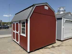 C373 Lofted Barn 10x12 Rustic Red with White Trim - no permit required