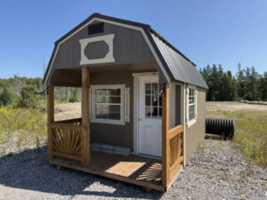 A222: 10x16 Driftwood Urethane with Eaglet Beige Trim and Burnished Slate roof- no permit required SOLD