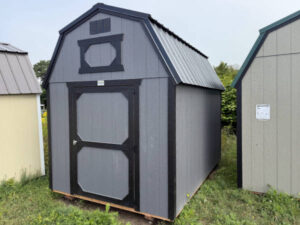 A659 Lofted Barn 8x12 Peppercorn with Black Trim and Black roof - no permit required SOLD