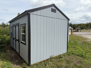 A370 Utility 10x16 Steely Grey with Black Trim and Black Roof - no permit required SOLD