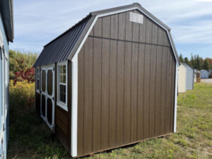 A729 Lofted Barn 10x16 Dark Clove with White Trim and Burnished Slate Roof - no permit required SOLD