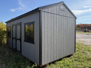 A779 Utility 10x20 Gauntlet Grey with Black Trim and Black roof - a permit is easy SOLD