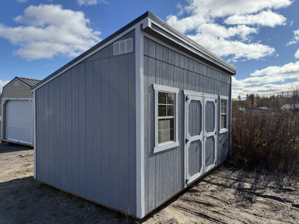 A859 Single Slope 10x16 Steely Grey with White Trim and Charcoal Roof - no permit required