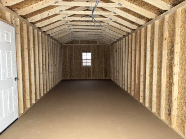 A865: Roll Up door on Utility Shed 12x28 Gauntlet Grey with Black Trim and Rustic Red Roof- a permit is easy SOLD - Image 2