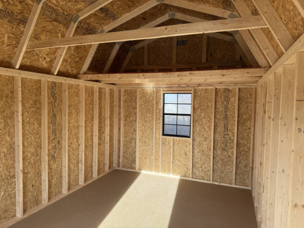 A876 Lofted Barn 10x16 Hardware with Black Trim and Rustic Red Roof - no permit required - Image 2