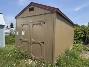 A894 Utility 10x16 Thatch Brown and Rustic Red Roof - no permit required