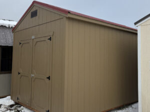 A894 Utility 10x16 Thatch Brown and Rustic Red Roof - no permit required