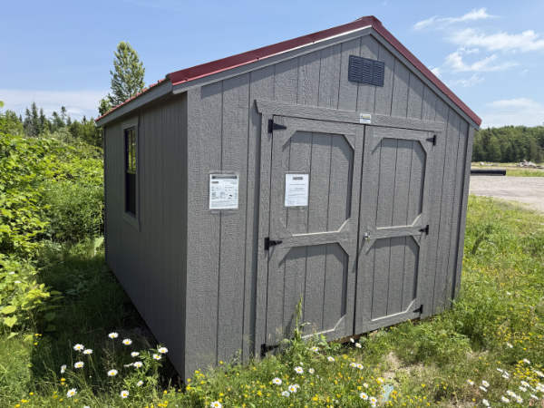 A897 Utility Shed 10x12 Gauntlet Grey and Rustic Red roof - no permit required