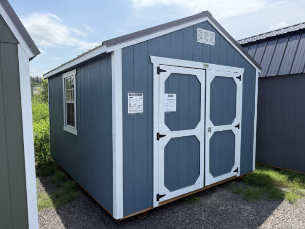 A901 Utility Shed 10x12 Smoky Blue with White Trim and Charcoal roof - no permit required SOLD