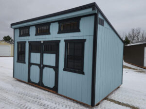 B883 Single Slope 10x16 Breezy with Black Trim and Black Roof - no permit required