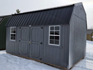 B162 Lofted Barn 10x16 Peppercorn Grey with Black Roof - no permit required