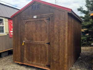 A154 Utility Shed 8x12 Chestnut Brown with Rustic Rd roof - no permit required