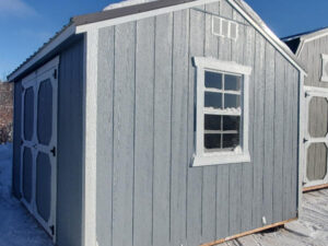 A935 Utility Shed 10x12 Steely Grey and White with Charcoal roof - no permit required