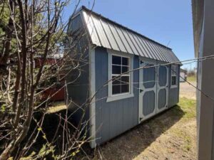 A2161 Lofted Barn 10x16 Smoky Blue with Breezy Blue Trim and Charcoal Roof - no permit required