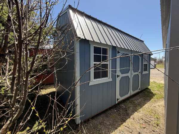 A2161 Lofted Barn 10x16 Smoky Blue with Breezy Blue Trim and Charcoal Roof - no permit required