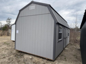 A2212 Lofted Barn 10x20 Pewter Cast with Peppercorn Grey trim and Charcoal Roof - a permit is easy
