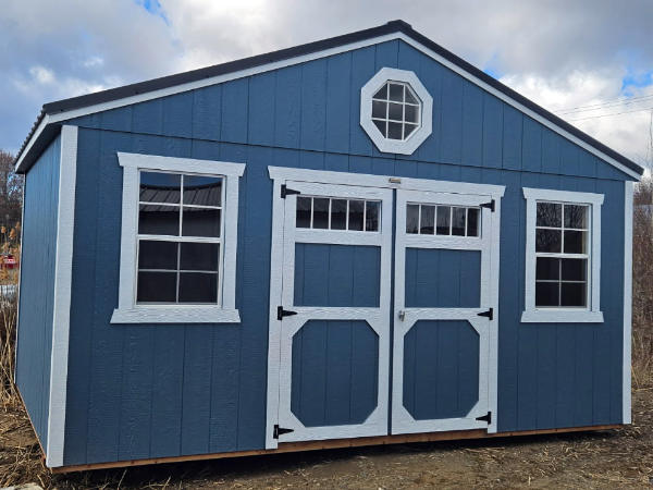 A2250 Side Gable 10x16 Smoky Blue with White Trim and Black Roof - no permit required