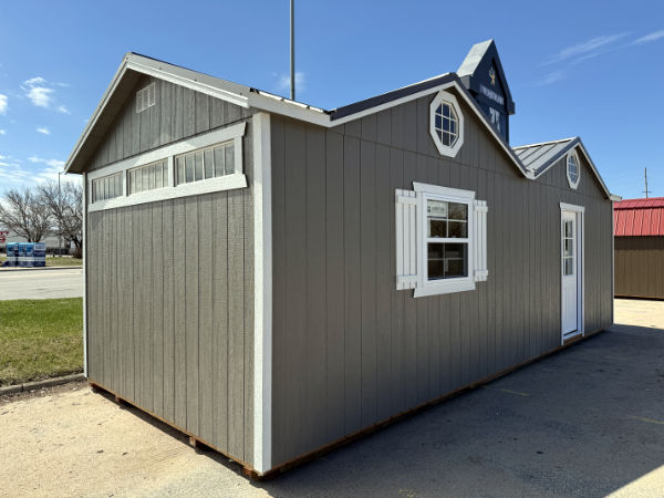 C2231: Dormers on Utility 12x28 Gauntlet Grey with White Trim and Charcoal Roof - permits are easy