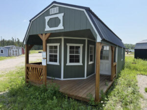 830: Private Sale SAVE HST 12x32 Rosemary Green with White Trim and Black Roof - a permit is easy