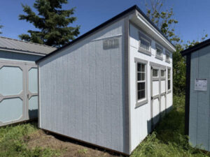 A2058 Single Slope 10x16 White with Pewtercast Trim and Charcoal Roof - no permit required