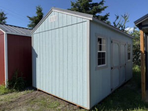 A2089 Utility Shed 10x16 Breezy Blue with Pewter Cast grey Trim and Charcoal roof - no permit required