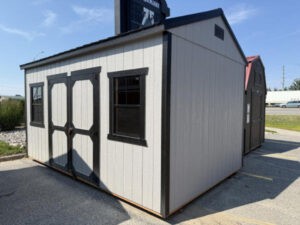 C1963 Utility Shed 10x16 Pewter Cast grey with Black Trim and Black roof - no permit required