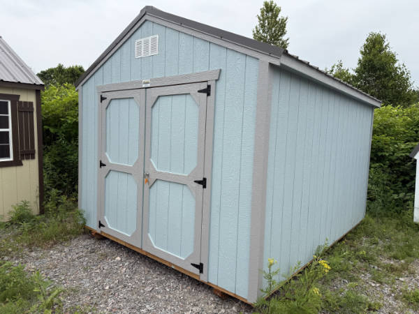 A1934 Lofted Barn 10x12 Breezy, Pewter Cast Trim with Charcoal Roof - no permit required