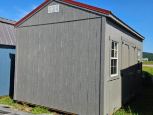 B1962 Utility Shed 10x16 Gauntlet Grey and Rustic Red roof - no permit required