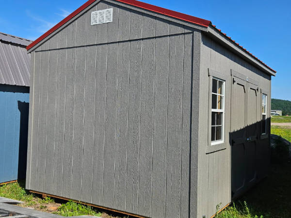 B1962 Utility Shed 10x16 Gauntlet Grey and Rustic Red roof - no permit required