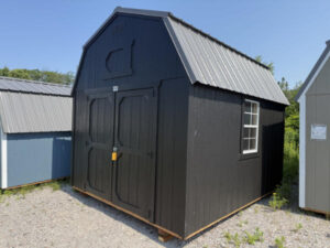 A1966 Lofted Barn 10x12 Black with Charcoal Roof - no permit required