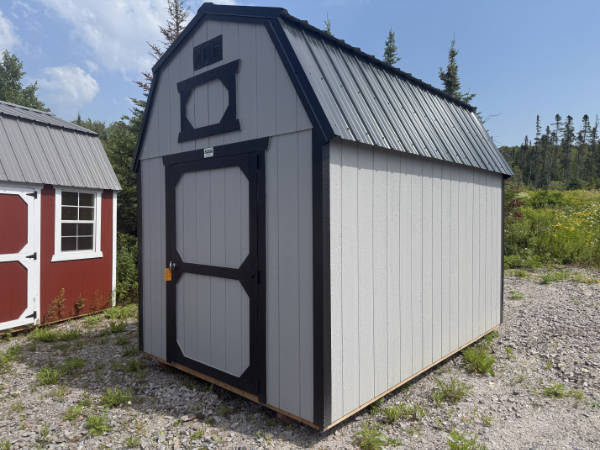 A1974 Lofted Barn 8x12 Steely Grey with Black Trim and Black Roof - no permit required