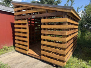 A2405: Wood Shed 10x10 pressure treated, burnished slate metal roof - no permit required