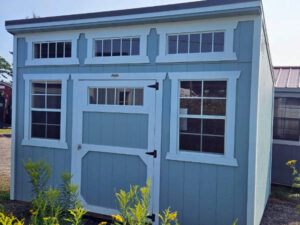 A1925 Single Slope 8x12 Breezy Blue with White Trim and Burnished Slate Roof - no permit required
